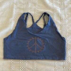 Peace sign cotton yoga casual bra top - Medium 2 - grey yoga top